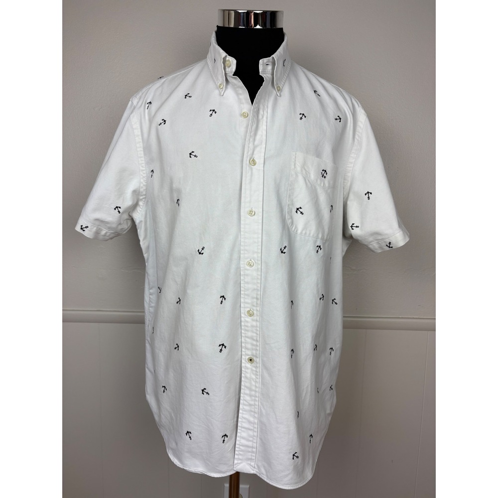 Ralph Lauren‎ Mens Anchor Embroidery Button Up Shirt Sz XL Short Sleeve Nautical